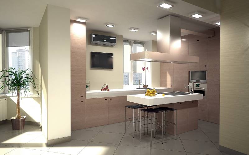 Дизайн проект кухни гостиной 20 кв. м