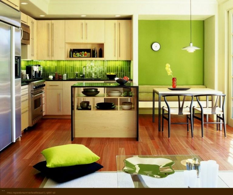 Дизайн-проект кухни в зеленом цвете