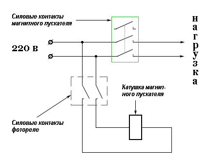 Подключение фотореле, схема подключения