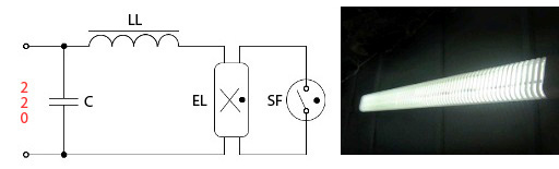 Схемы подключения люминесцентных ламп