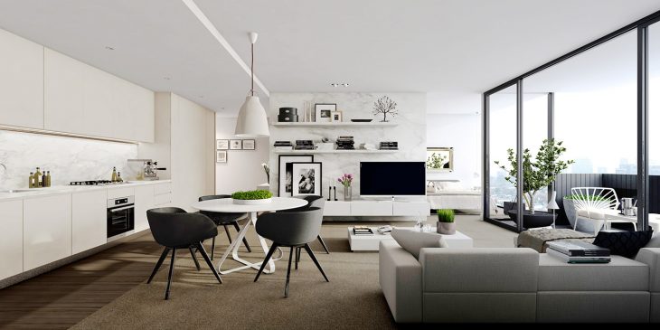 Современный дизайн интерьера квартиры студии 2022