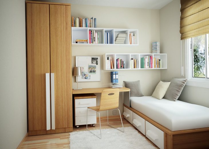 Современный красивый дизайн маленькой спальни