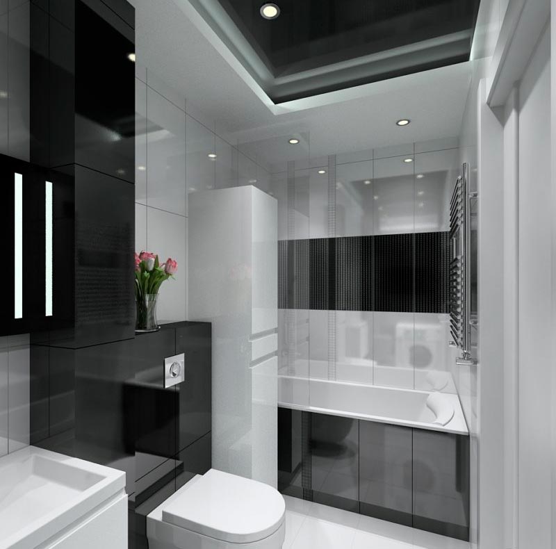 Черно-белая плитка в ванной — более 80 примеров красивых дизайнов