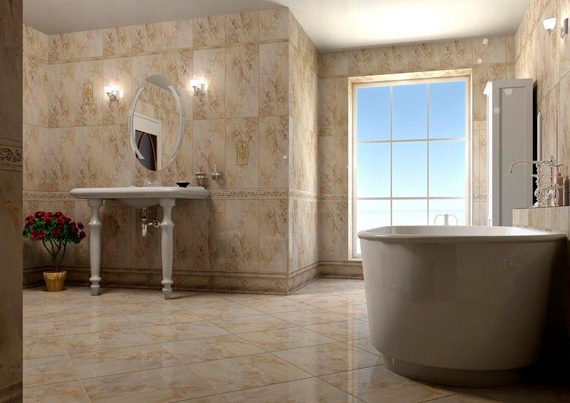 Характеристики и дизайн плитки под мрамор для ванной