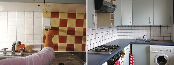 Как покрасить кафельную плитку на кухне?