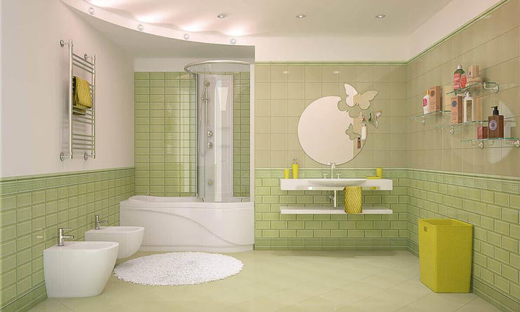 Плитка кабанчик в ванной: фото в интерьере