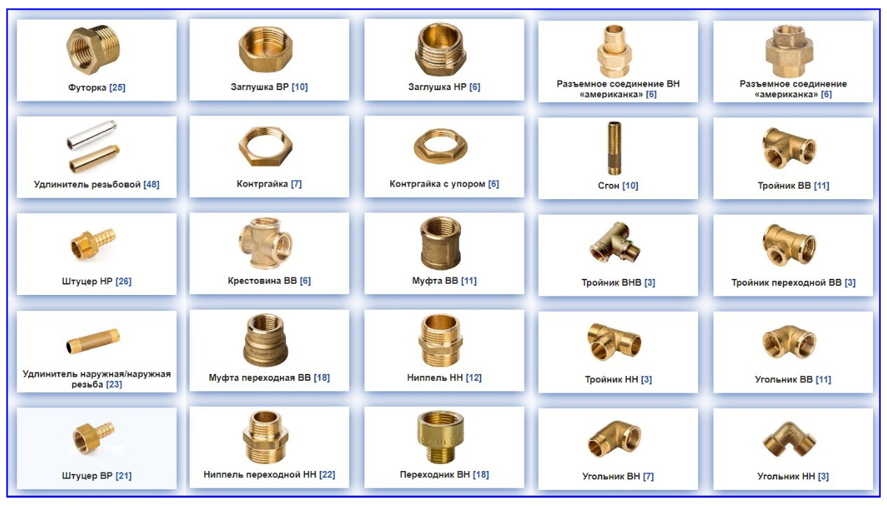 Фитинги для металлических труб резьбовые — каталог, размеры, ассортимент