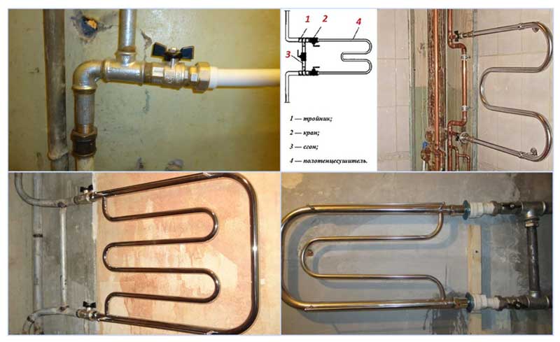 Как подключить полотенцесушитель к системе отопления, водоснабжения