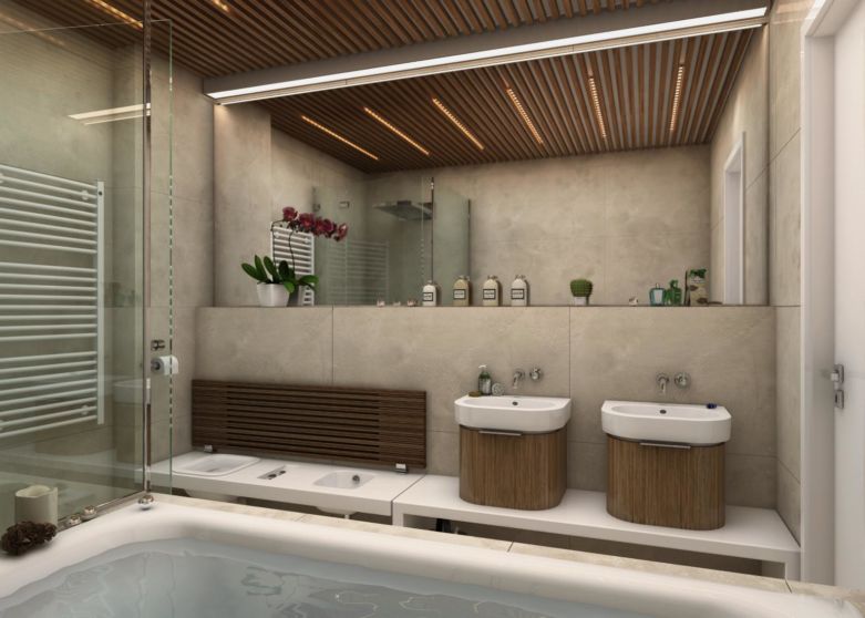 Реечный потолок в ванной комнате - приветствуем современные технологии.