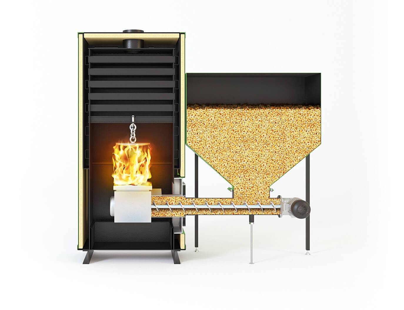 Пеллетная печь: печка на пеллетах автоматическая, пеллетный котел с водяным контуром, отопительная печка длительного горения